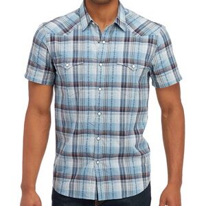Lucky Brand Plaid Dobby Short Sleeve Western Shirt, size XL
